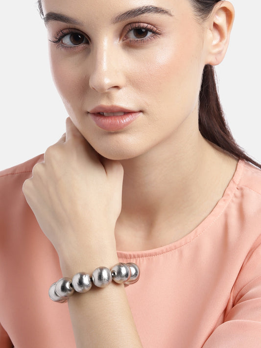 Women Silver-Plated Beaded Bracelet