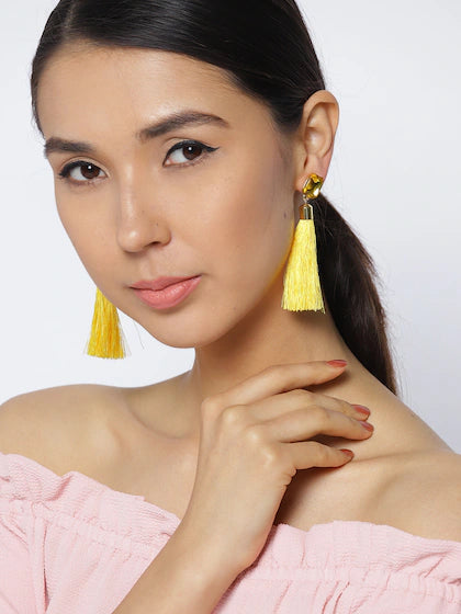 Yellow Circular Drop Earrings