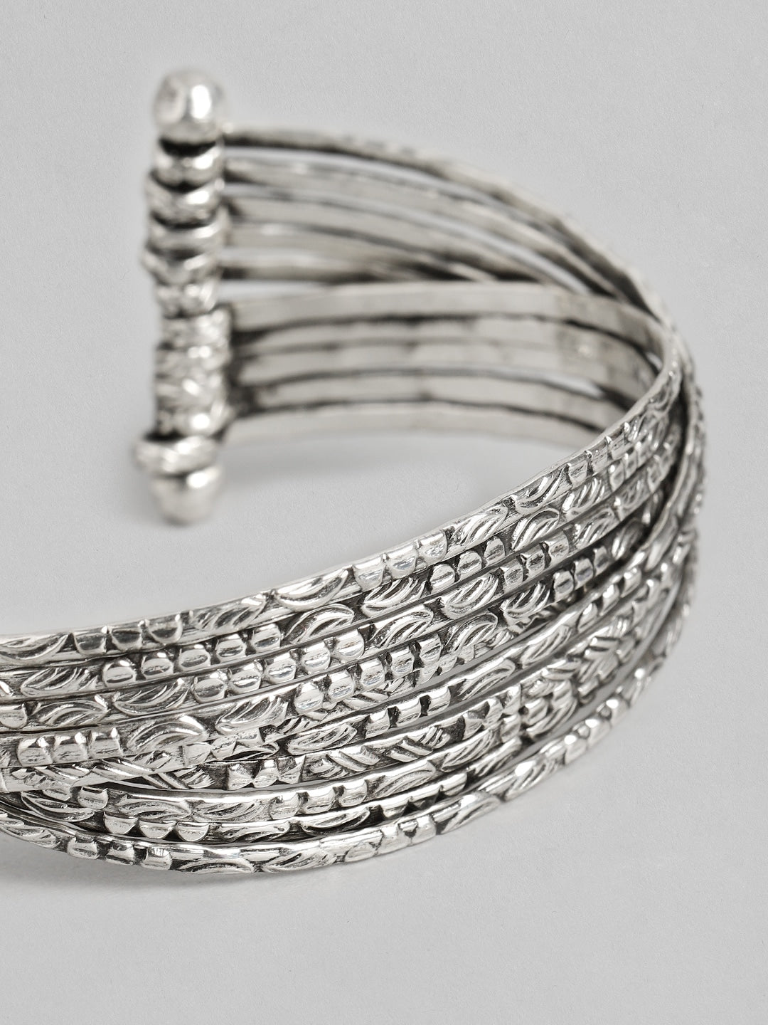 Women Silver-Toned Oxidised Silver-Plated Multistrand Bracelet