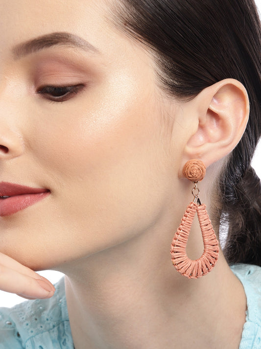 Peach-Coloured Oval Drop Earrings