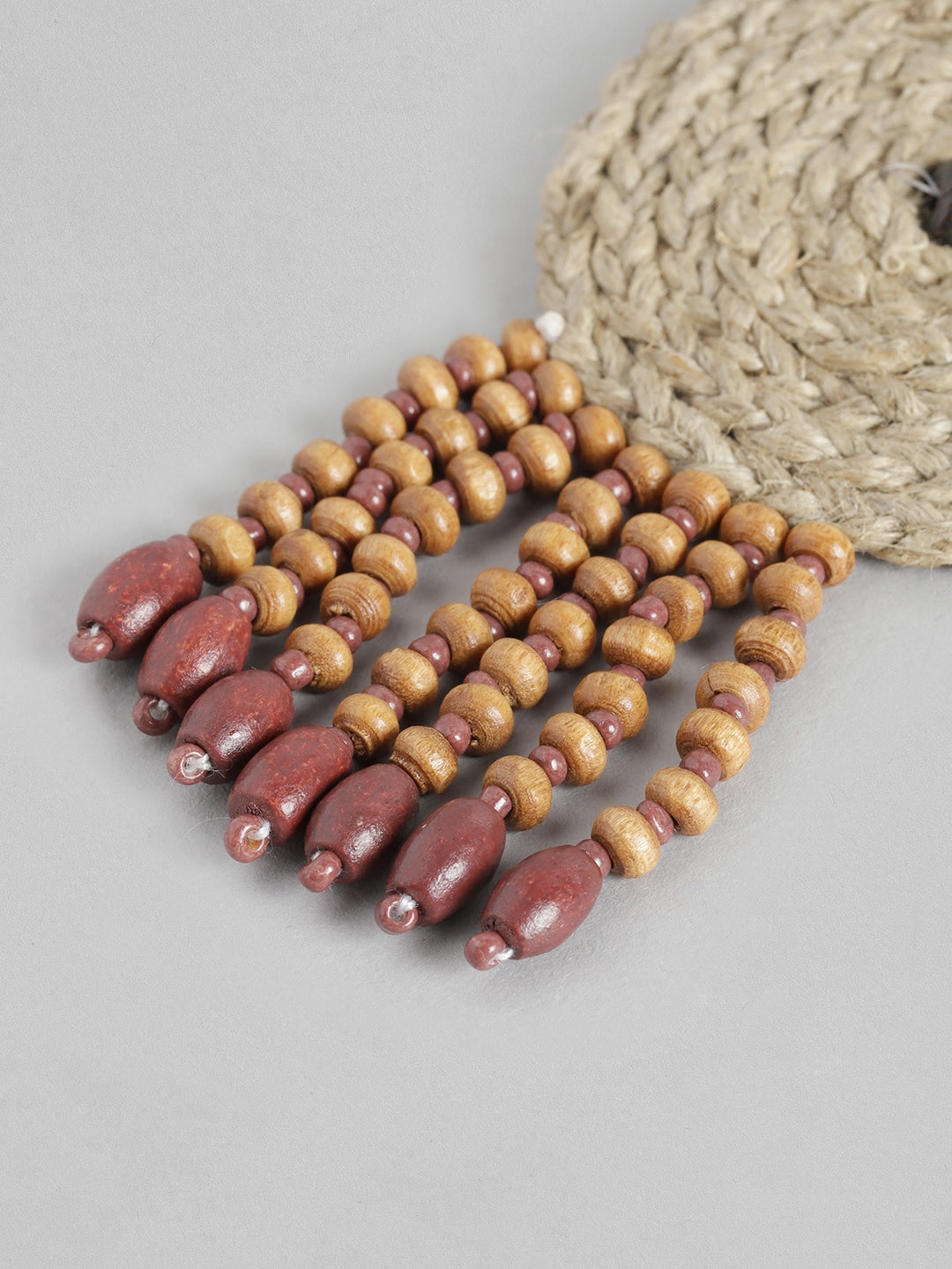 RICHEERA Brown & Beige Circular Drop Earrings