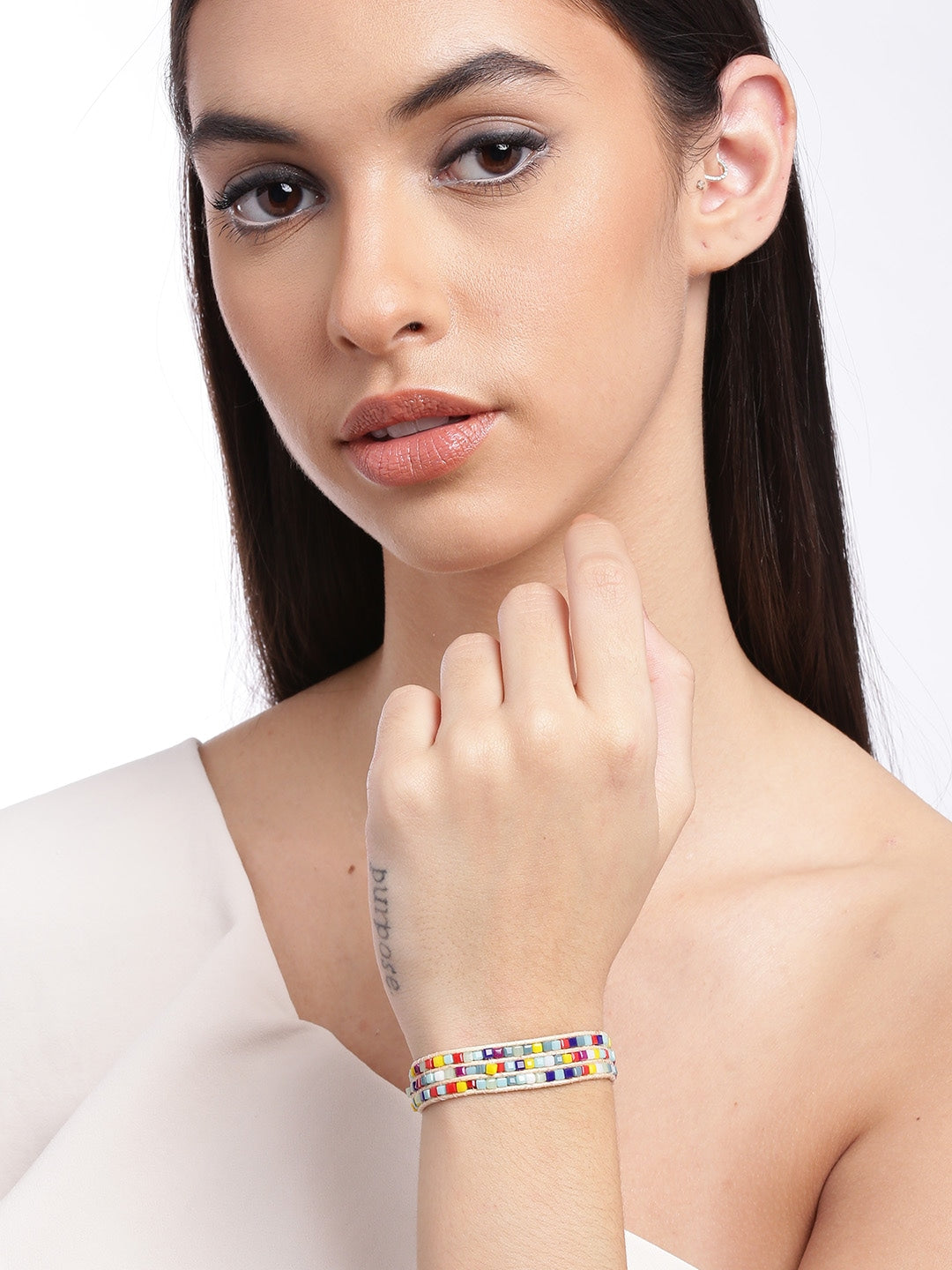 Women Blue & Red Wraparound Bracelet