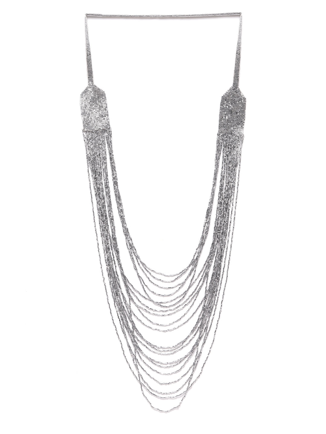 RICHEERA Women Silver-Toned Artificial Beaded Layered Necklace - Richeera