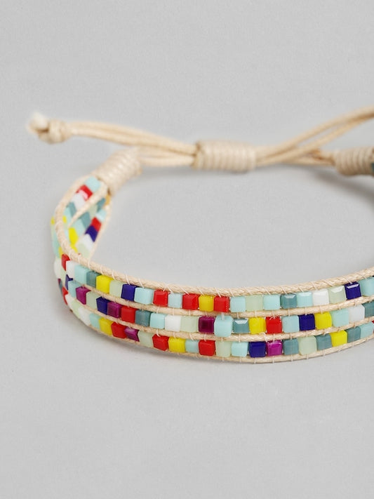 Women Blue & Red Wraparound Bracelet