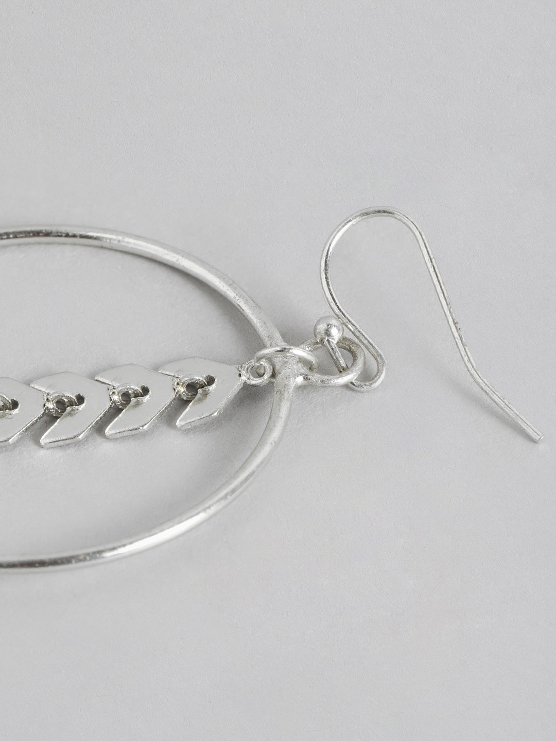 Silver-Toned Circular Drop Earrings