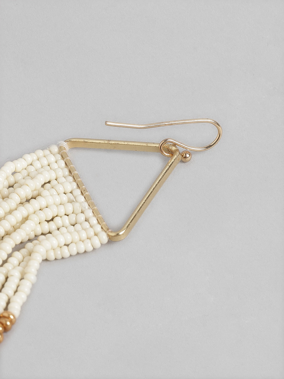 Black & Off White Geometric Beaded Drop Earrings