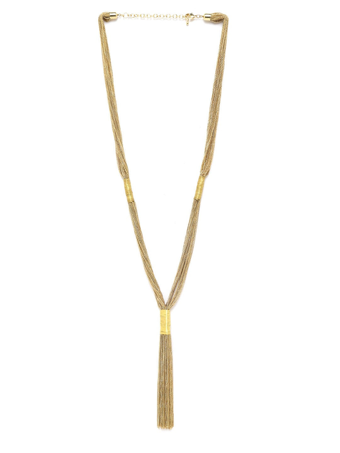 Gold-Plated Tasselled Multi-Stranded Necklace