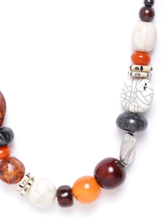 Orange & Off-Whited Beaded Necklace