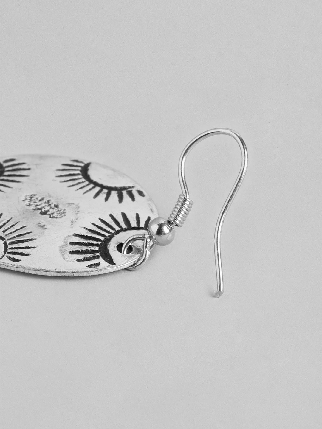 RICHEERA Silver-Plated Oval Drop Earrings