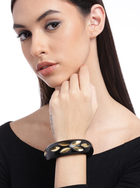Women Black & Gold-Toned Bangle-Style Bracelet