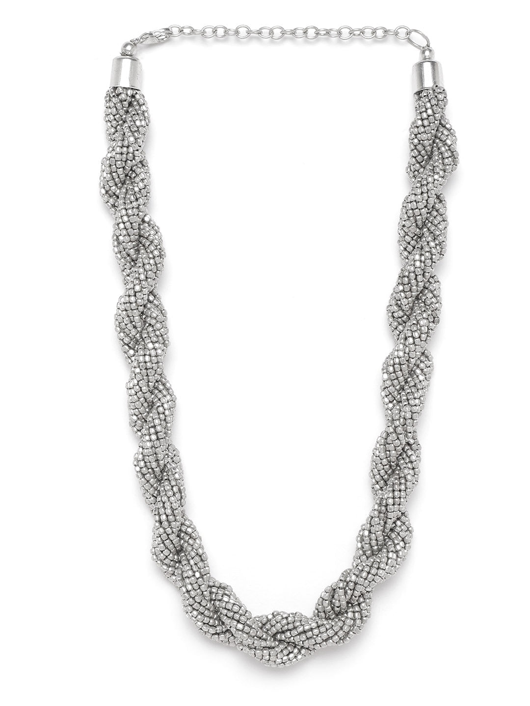 Oxidised Silver-Plated Beaded Necklace