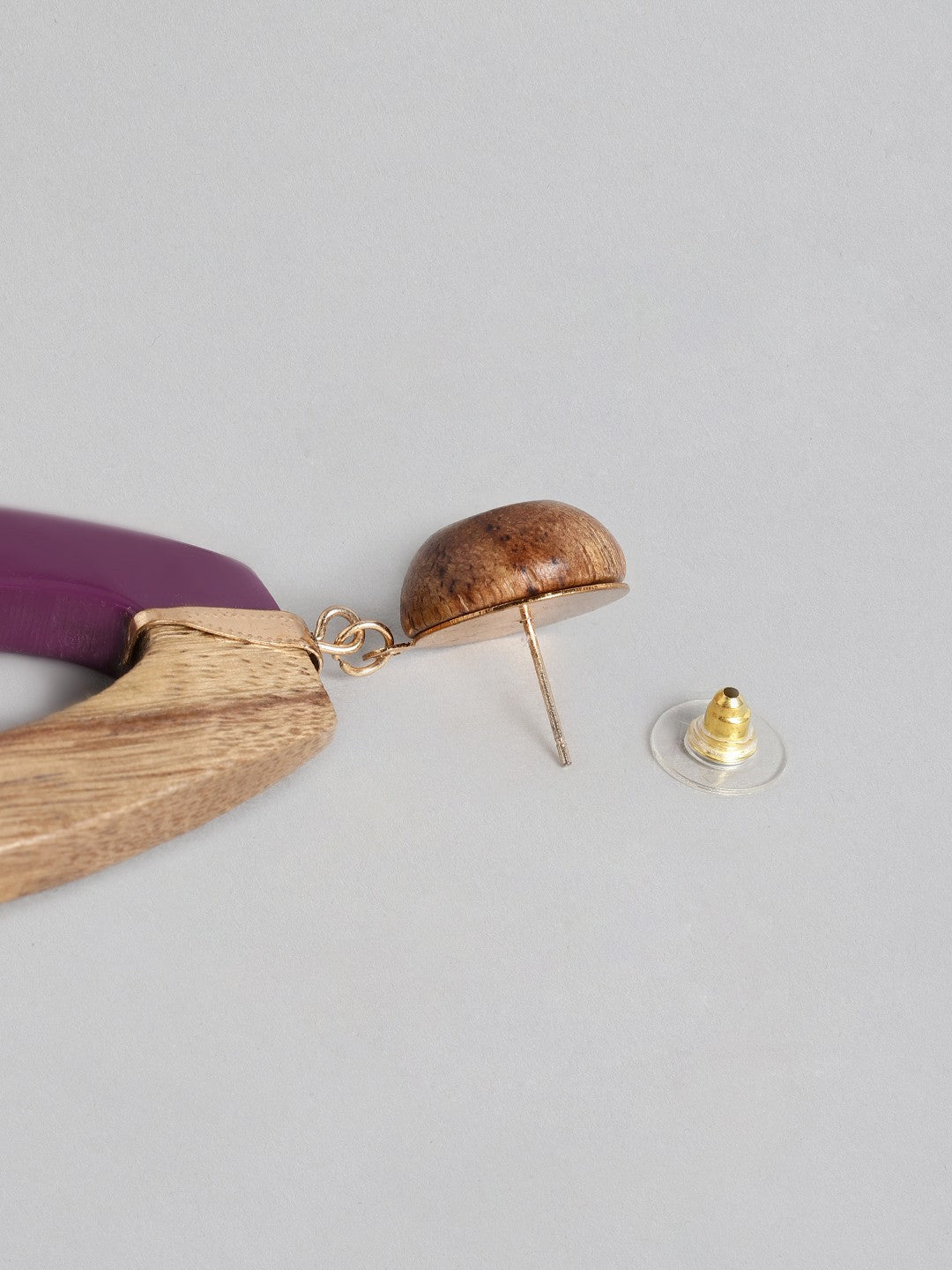 Purple & Brown Teardrop Shaped Drop Earrings