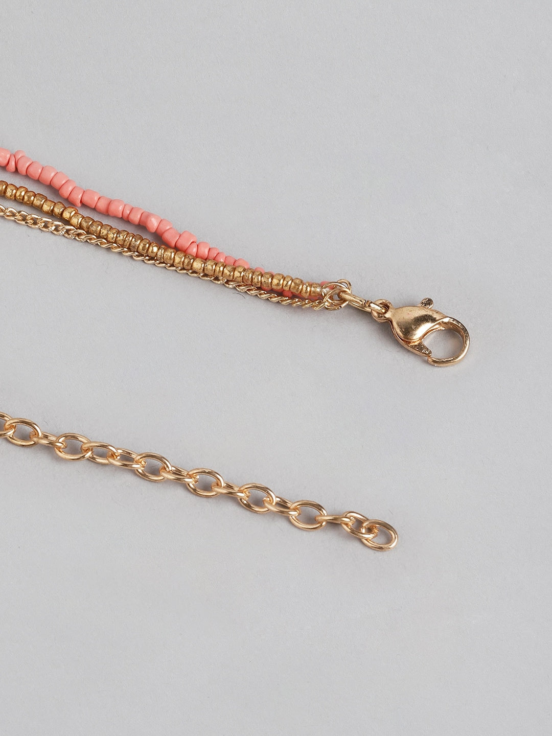 Peach-Coloured & Gold-Toned Gold-Plated Layered Necklace