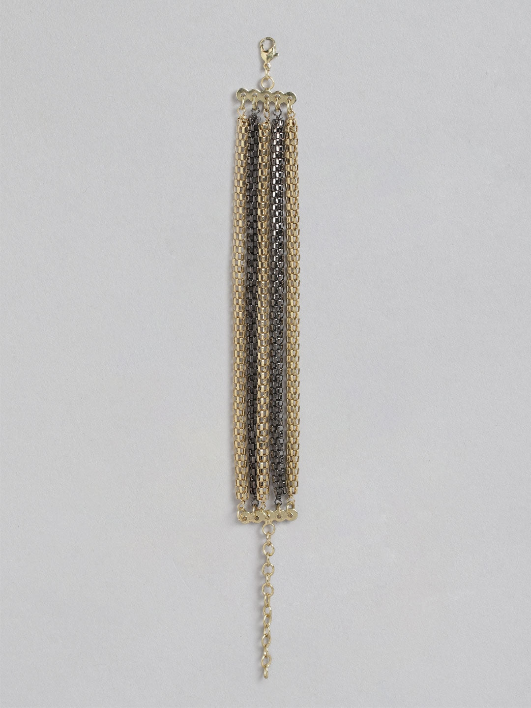Women Gold-Toned & Gunmetal-Toned Gold-Plated Multistrand Bracelet
