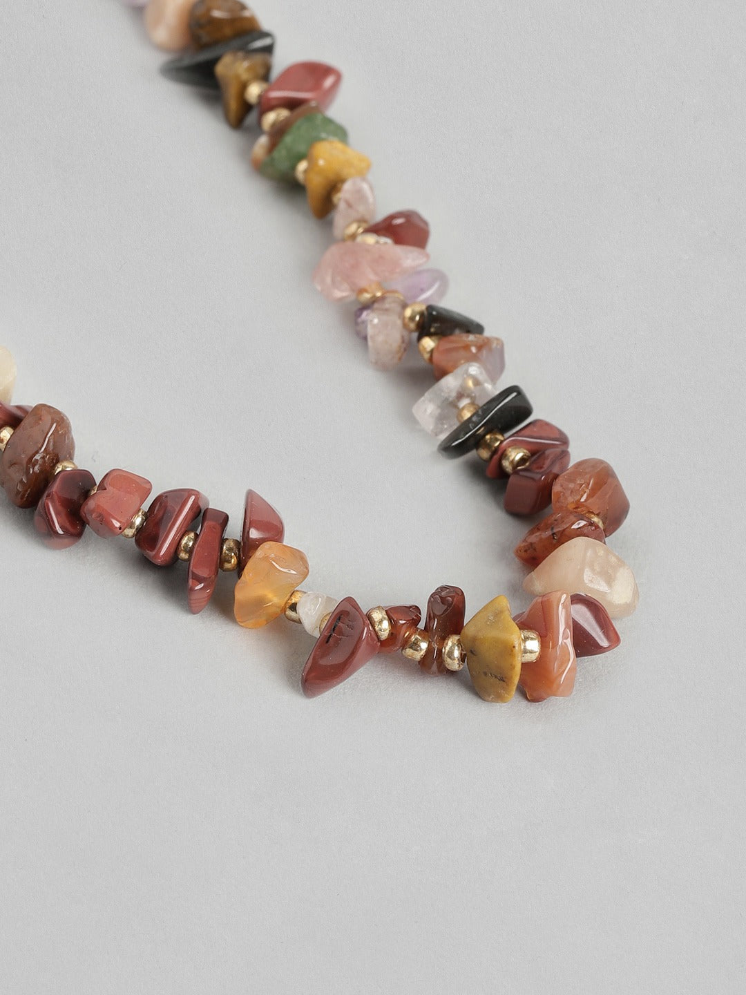 Brown & White Artificial Stones Necklace