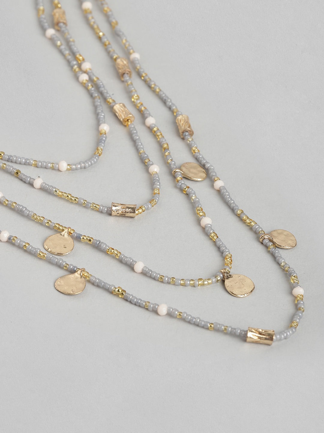 Grey Gold-Plated Layered Necklace