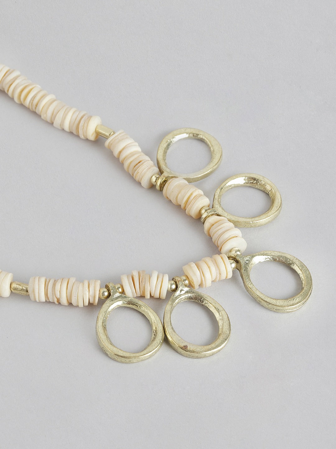 Beige & Gold-Toned Beaded Necklace