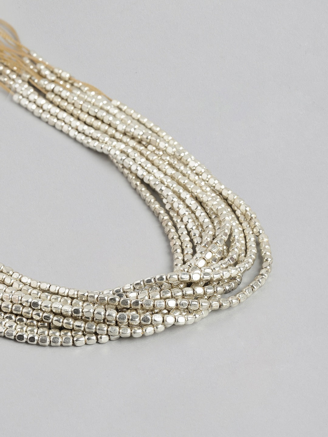 Silver-Toned & Gold-Toned Beaded Layered Necklace