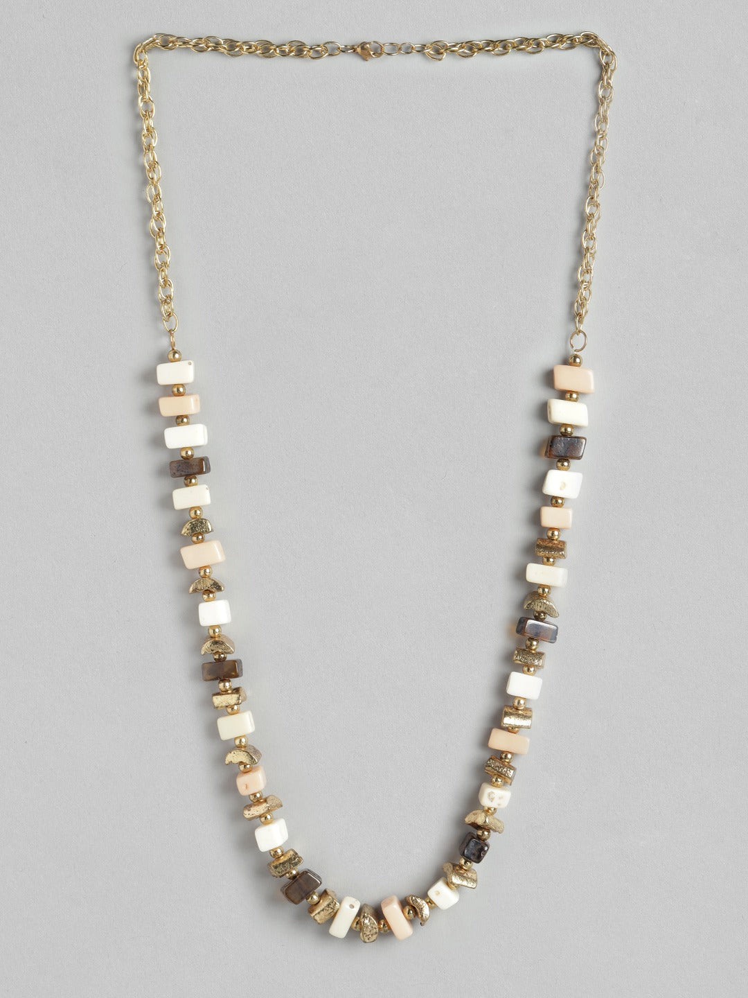 Beige & Gold-Toned Beaded Necklace