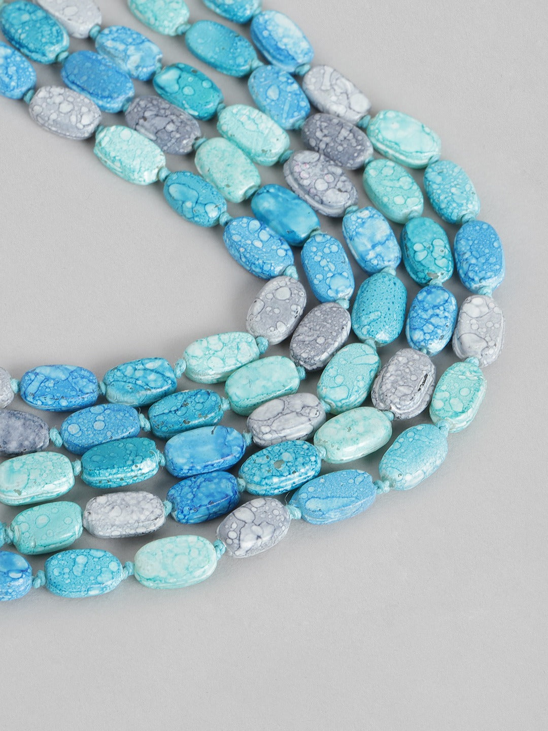 Blue Artificial Beads Layered Necklace