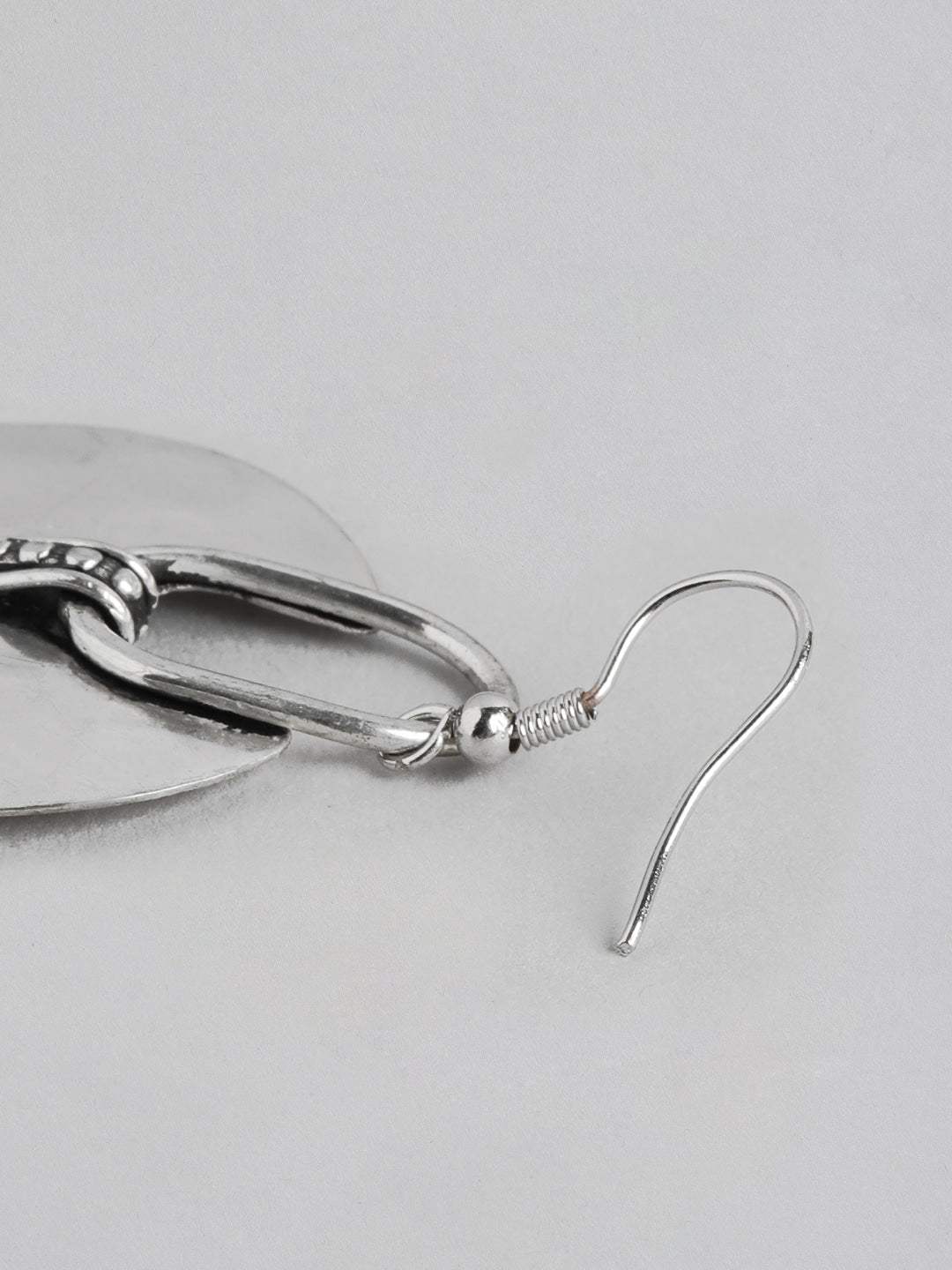 RICHEERA Silver-Plated Circular Drop Earrings