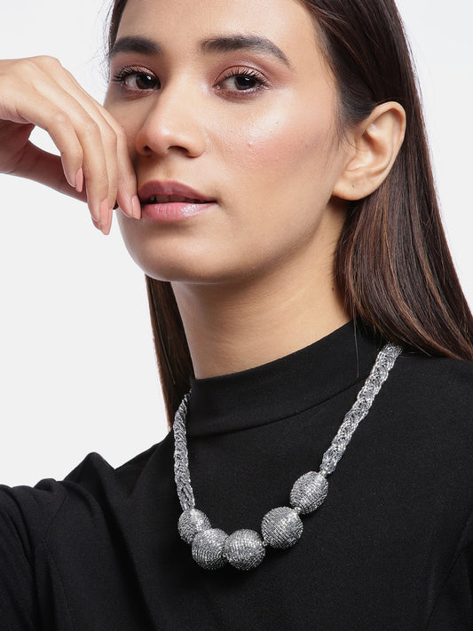 Women Silver-Plated Beaded Necklace
