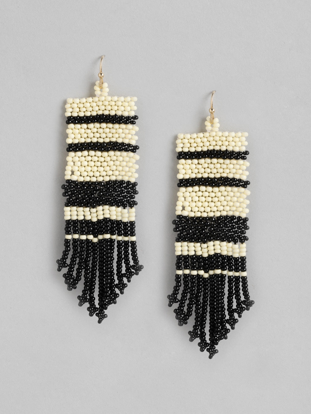 Black & Off White Contemporary Drop Earrings