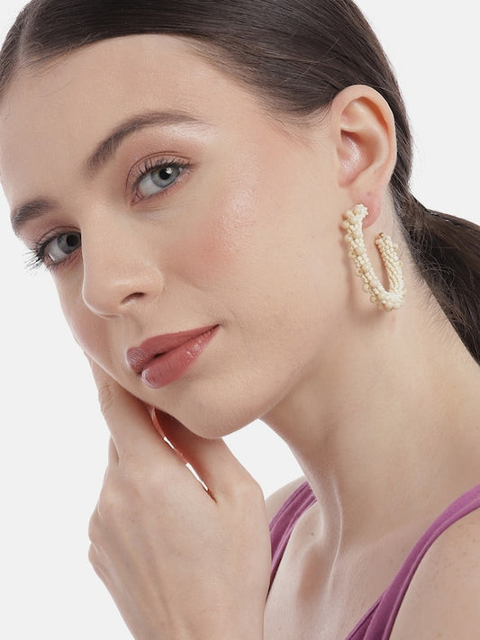 Off White Circular Half Hoop Earrings