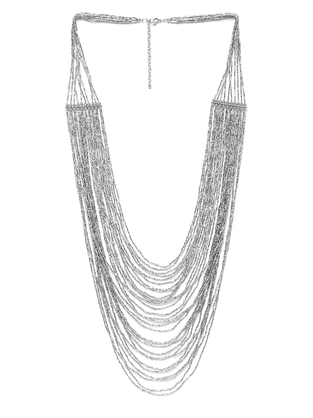 Women Silver-Plated Beaded Layered Necklace - Richeera