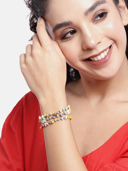 RICHEERA Women Set of 3 Blue & Purple Armlet Bracelet