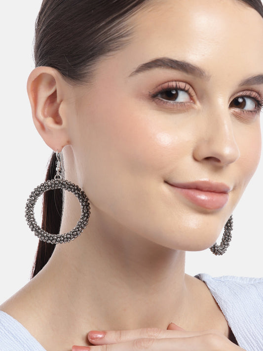 Silver-Plated Circular Hoop Earrings
