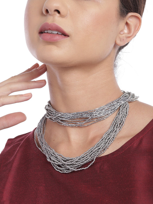 Gunmetal-Toned Silver-Plated Necklace