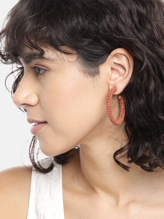 Rose Gold-Plated Circular Half Hoop Earrings