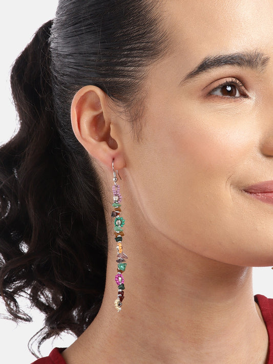 Silver-Plated Contemporary Artificial Beads Drop Earrings