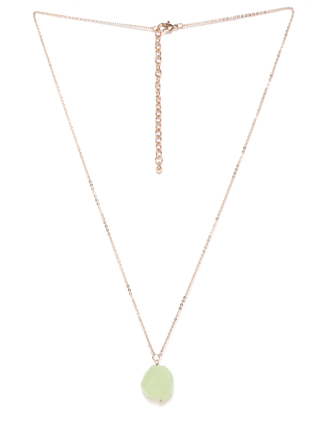 RICHEERA Green Rose Gold Plated Stone Studded Necklace