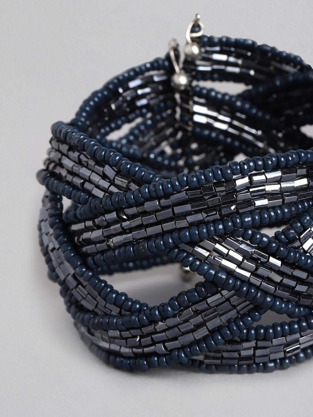 Women Navy Blue & Black Cuff Bracelet