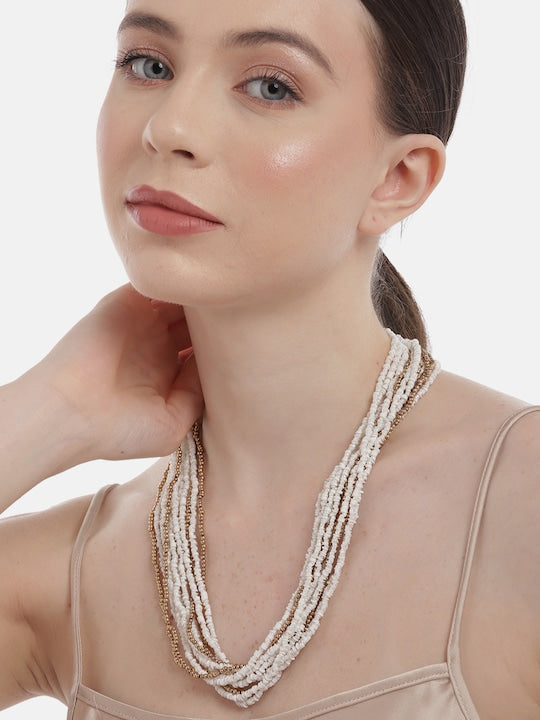 White & Gold-Toned Layered Necklace
