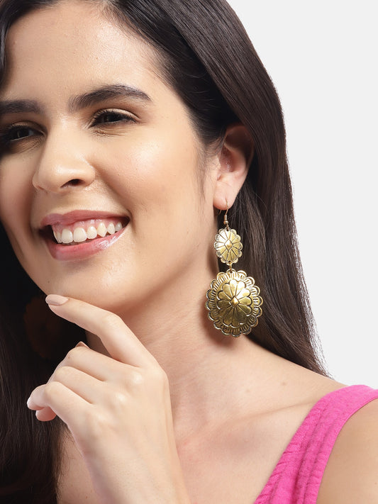 RICHEERA Gold-Plated Floral Drop Earrings
