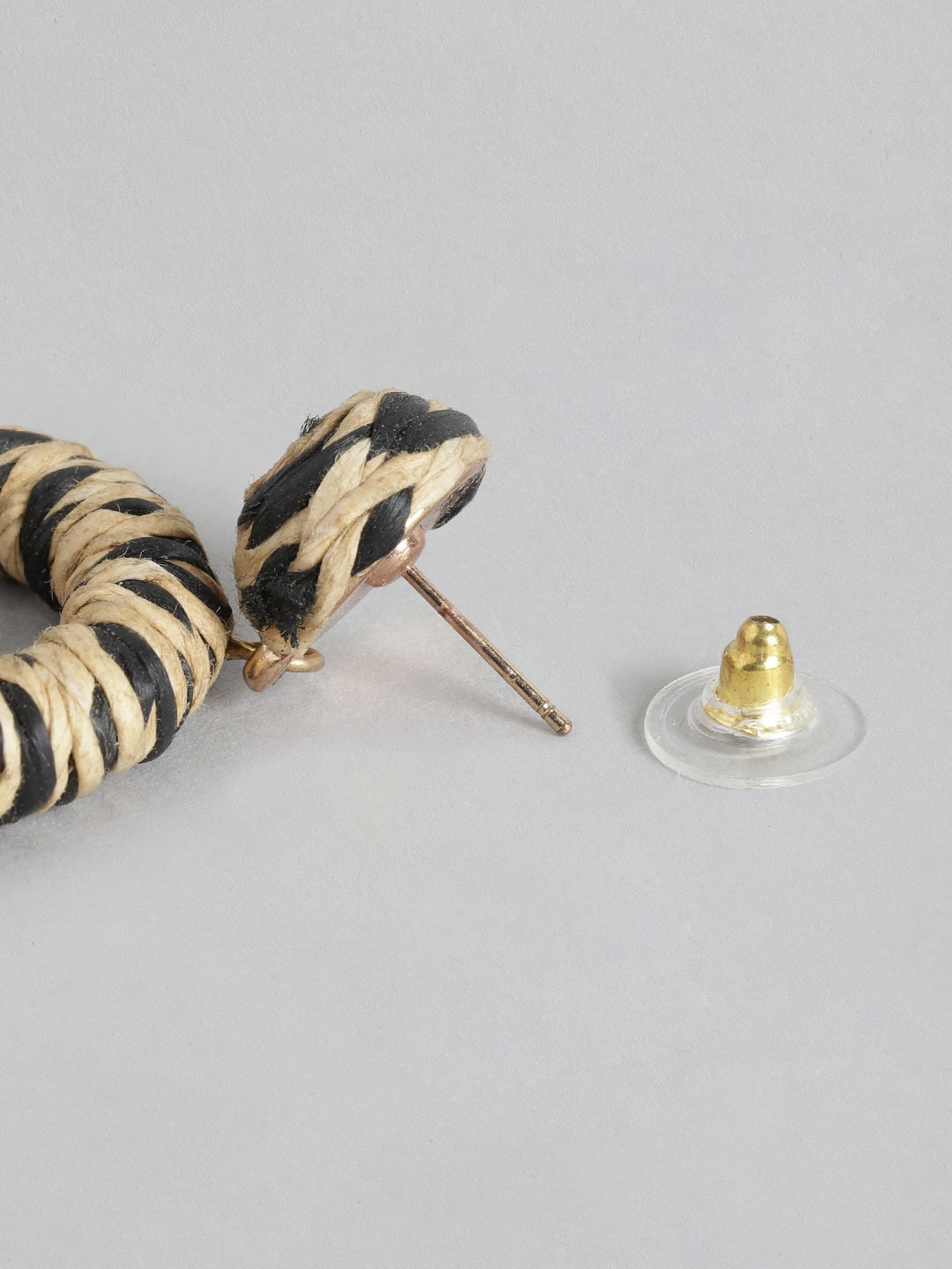 Black & Beige Circular Drop Earrings