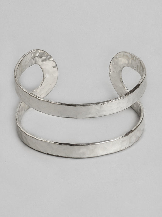 Women Silver-Toned Silver-Plated Cuff Bracelet