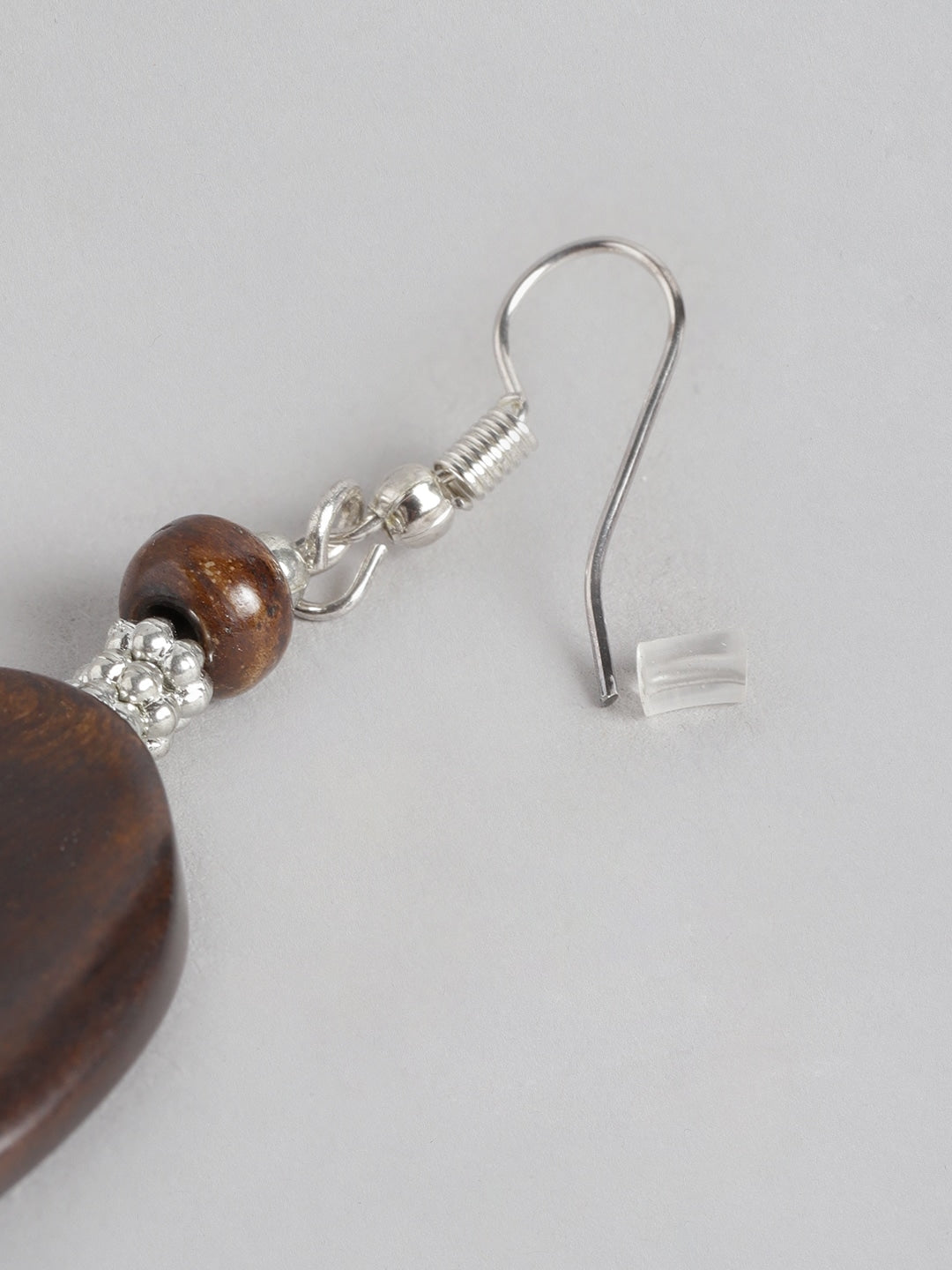 Beaded Silver-Plated Oval Drop Earrings