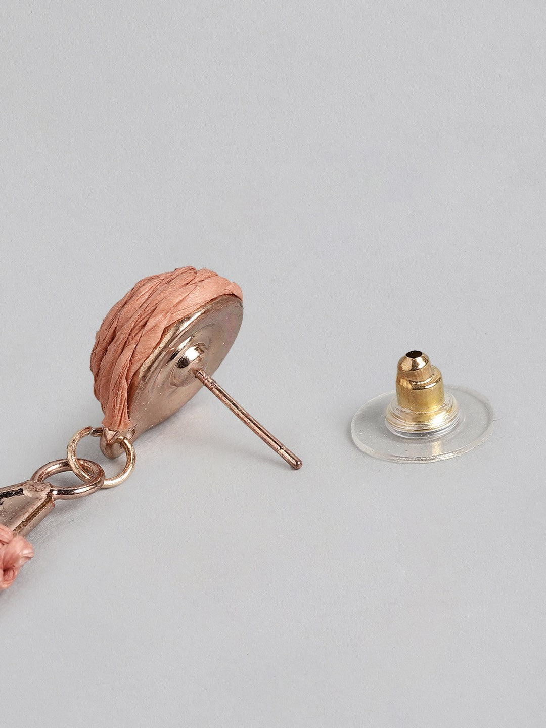 Peach-Coloured Oval Drop Earrings