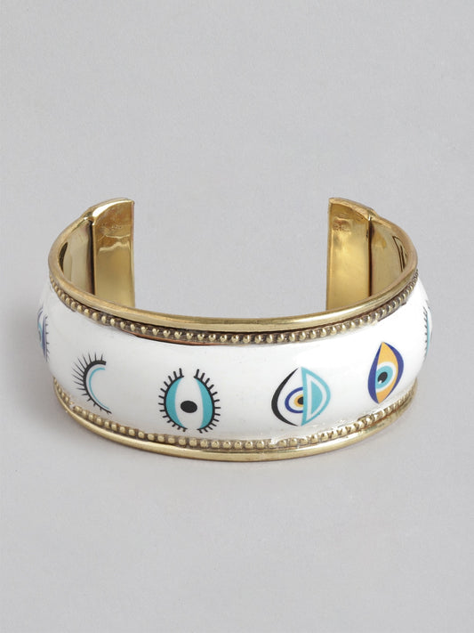 RICHEERA Enamelled Gold-Plated Cuff Bracelet