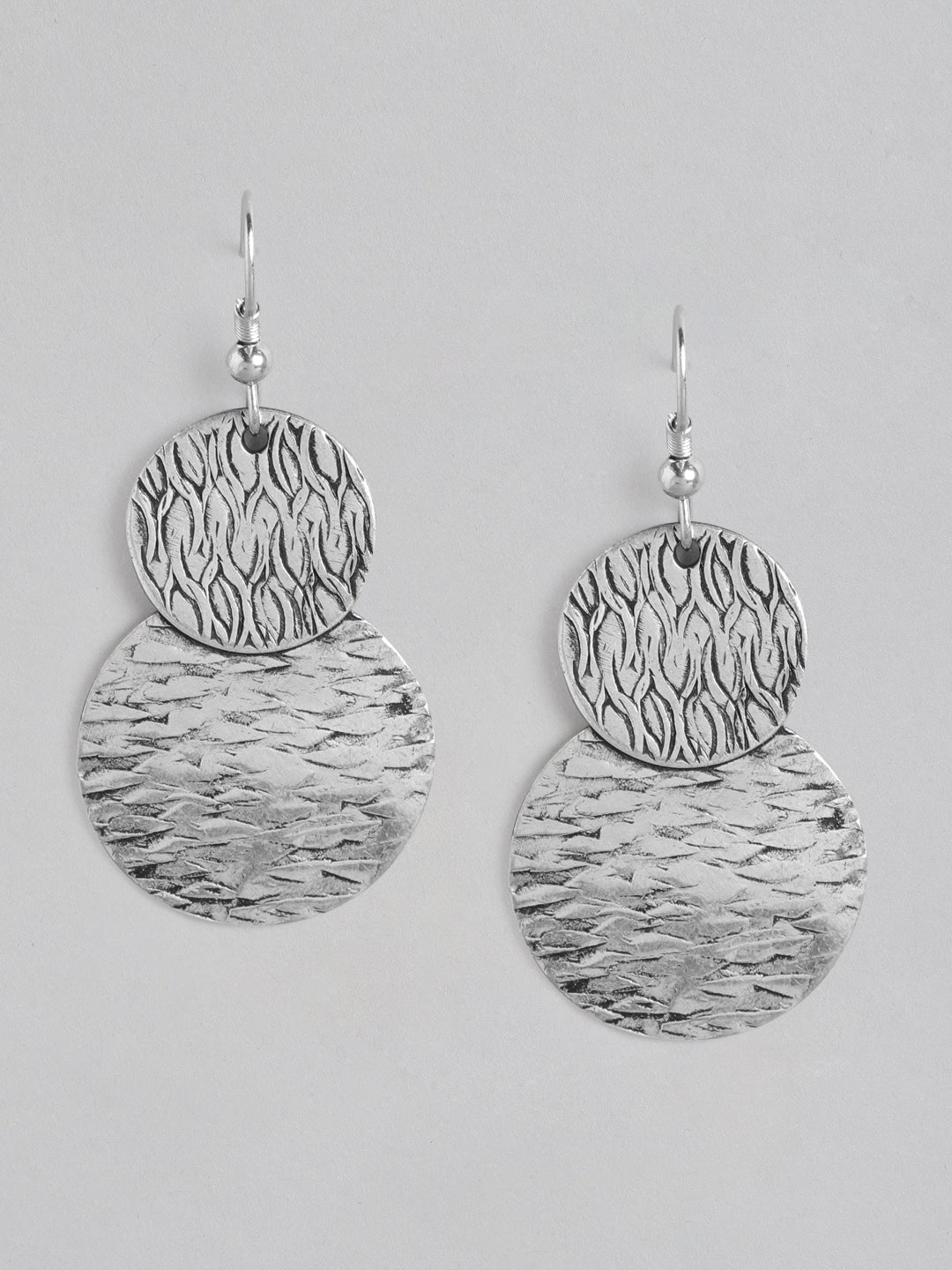 Silver-Plated Circular Drop Earrings