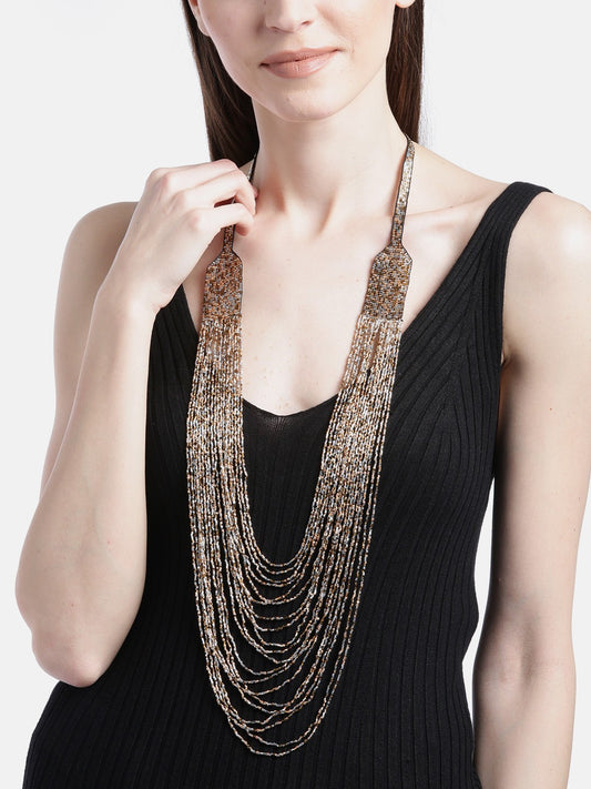 Women Gold-Toned & Silver-Toned Beaded Layered Necklace