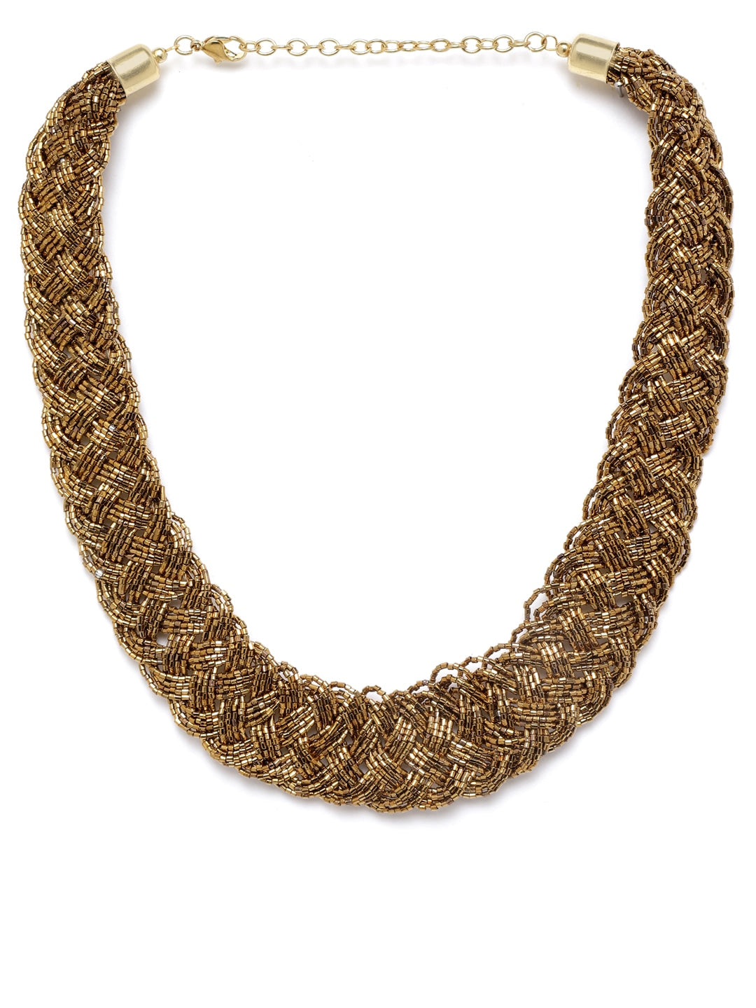 Gold-Toned Beaded Braided Necklace