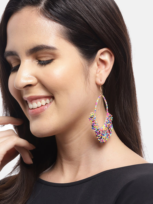 Beaded Circular Hoop Earrings