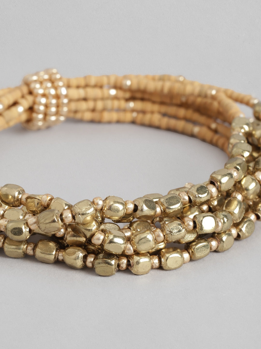 RICHEERA Gold-Plated Artificial Beads Multistrand Bracelet