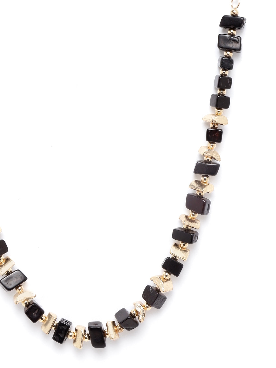 Black Gold-Plated Beaded Necklace