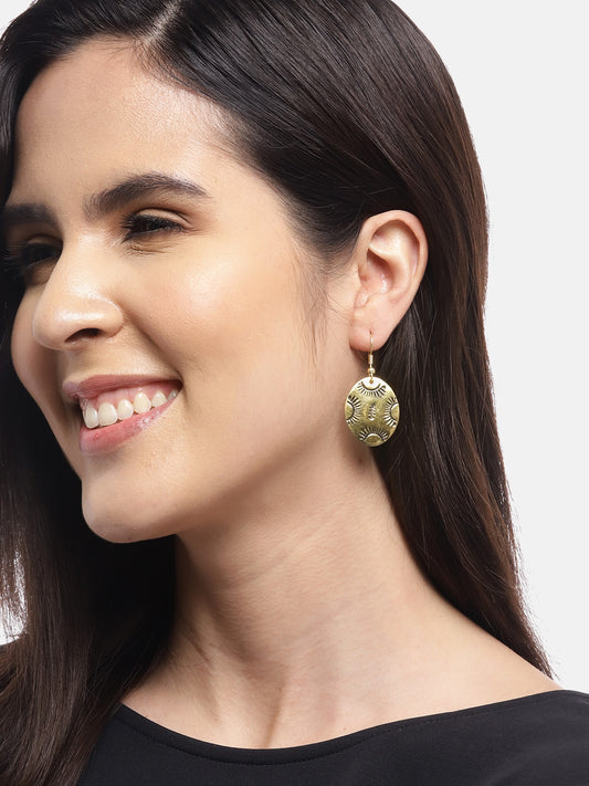 Gold-Plated Oval Drop Earrings